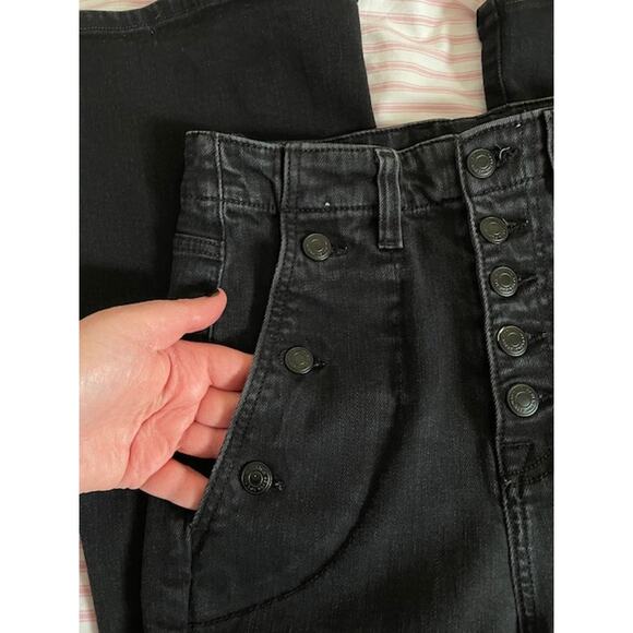 7 FOR ALL MANKIND Portia High Rise Megaflare Jeans Ludlow Black Sailor Buttons - Picture 8 of 16